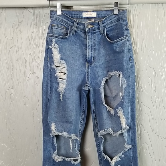 vibrant distressed jeans